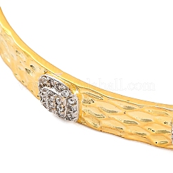 Textured Rack Plating Brass Micro Pave Cubic Zirconia Cuff Bracelets for Women&nbsp;BJEW-M040-19G