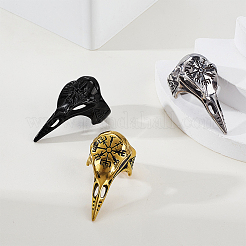 3Pcs 3 Colors Viking Raven Bird Head Stainless Steel Finger Rings&nbsp;RJEW-GA0001-04