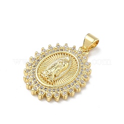 Brass Micro Pave Clear Cubic Zirconia Pendants&nbsp;KK-P350-06B-G