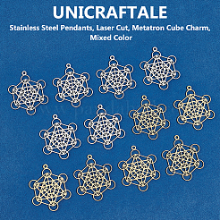 12Pcs 2 Colors 201 Stainless Steel Pendants&nbsp;STAS-UN0059-74