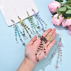 6Pcs 6 Styles Transparent Acrylic with Glass Mobile Straps&nbsp;HJEW-YW00198