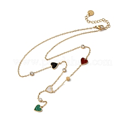 304 Stainless Steel Crystal Rhinestone & Resin Colorful Heart Pendant Necklaces for Women&nbsp;NJEW-F346-03G