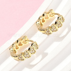 Heart Brass Micro Pave Clear Cubic Zirconia Hoop Earrings&nbsp;EJEW-Z102-25G