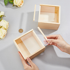 Unfinished Wood Storage Gift Box with Visible Acrylic Slide Lid&nbsp;FIND-WH0420-51