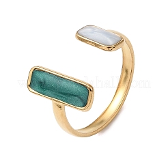 Rectangle 304 Stainless Steel Cuff Open Rings&nbsp;RJEW-T033-02B
