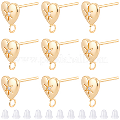 16Pcs Brass Micro Pave Clear Cubic Zirconia Stud Earring Findings&nbsp;MAK-BBC0001-19A