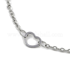 Anti-Tarnish 304 Stainless Steel Heart Link Chains Anklets&nbsp;AJEW-A057-09B-P