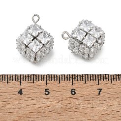Brass Micro Pave Clear Cubic Zirconia Pendants&nbsp;CU-CBAD360-10P