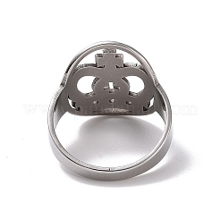 Non-Tarnish 201 Stainless Steel Cross Crown Finger Ring&nbsp;RJEW-J051-48P