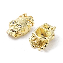 Rack Plating Skull Brass Micro Pave Cubic Zirconia Pendants&nbsp;KK-E102-19G