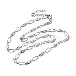 304 Stainless Steel Flower Link Chain Necklaces for Women&nbsp;NJEW-A046-02C-P