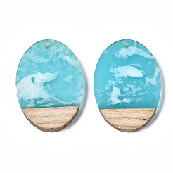 Transparent Resin & Walnut Wood Pendants&nbsp;RESI-T035-26-A02