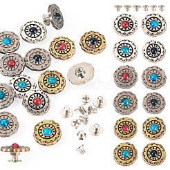 24 Sets 12 Colors Alloy Synthetic Stone Beads Buttons&nbsp;BUTT-TA0001-23
