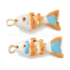 Brass Micro Pave Orange Red Cubic Zirconia Pendants&nbsp;KK-A268-05G-D
