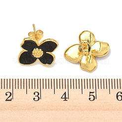 Flower Brass Enamel Stud Earrings&nbsp;EJEW-P341-03G