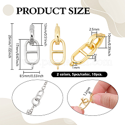 10Pcs 2 Colors Brass Fold Over Clasps&nbsp;KK-PH0014-44