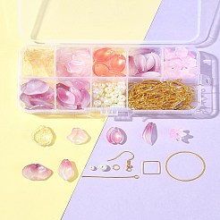 DIY Leaf & Flower Glass Earrings Jewelry Making Kits&nbsp;DIY-FS0007-06