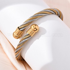 304 Stainless Steel Torque Bangles for Women Men&nbsp;BJEW-G584-18G-02