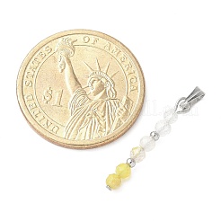 Faceted Round Natural Quartz Crystal & Gold Rutilated Quartz & Yellow Opal Beaded Pendants&nbsp;PALLOY-JF03529-04