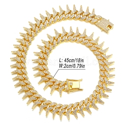 Brass Crystal Rhinestone Thorns Spike Cuban Link Chain Necklaces for Men&nbsp;FS-WG31A8F-03