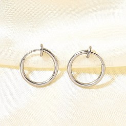Tarnish Resistant 304 Stainless Steel Retractable Clip-on Hoop Earrings&nbsp;STAS-I097-078P
