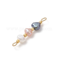 Natural Baroque Keshi Pearl Two Sides Polished Beaded Links Connector Charms&nbsp;PALLOY-JF04813