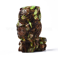 Owl Assembled Natural Bronzite & Synthetic Imperial Jasper Model Ornament&nbsp;G-N330-63