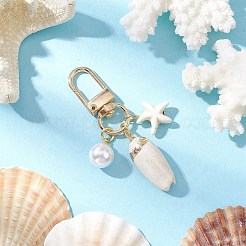 Spiral Shell & Synthetic Turquoise Starfish Pendant Decorations&nbsp;HJEW-JM03171