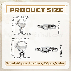40Pcs 2 Style 304 Stainless Steel Lobster Claw Clasps&nbsp;STAS-LP0005-16