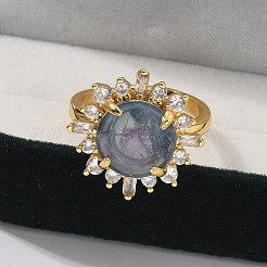 Sunflower Natural & Synthetic Gemstone Finger Rings&nbsp;RJEW-B113-03G