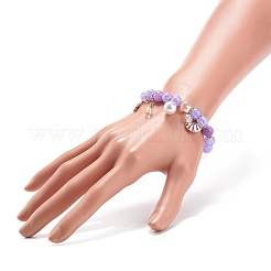 Synthetic Crackle Quartz & Natural Yellow Jade Beaded Stretch Bracelet&nbsp;BJEW-JB08527