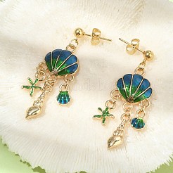 Alloy Enamel Shell Chandelier Earrings&nbsp;EJEW-JE05556