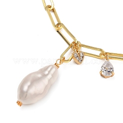 Natural Baroque Pearl Keshi Pearl Pendant Necklaces&nbsp;NJEW-JN02909-01
