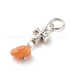 7Pcs 7 Styles Chakra Natural & Synthetic Mixed Stone Chips Alloy Pendants&nbsp;PALLOY-JF01778-03