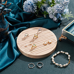 Flat Round 6-Slot Wood Ring Display Stands&nbsp;RDIS-WH0002-22