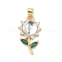 Brass Micro Pave Cubic Zirconia Pendants&nbsp;KK-H539-12G