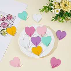 12Pcs 6 Colors Iron Heart-shaped Adhesive Hook&nbsp;AJEW-CN0005-59A