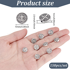 150Pcs Tibetan Style Alloy Flat Round Beads&nbsp;TIBEB-GA0001-05AS
