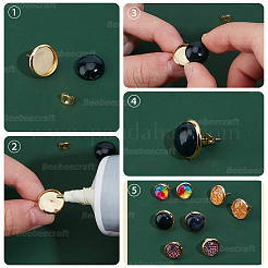 80Pcs 4 Styles Flat Round 304 Stainless Steel Stud Earring Settings&nbsp;STAS-BBC0006-43