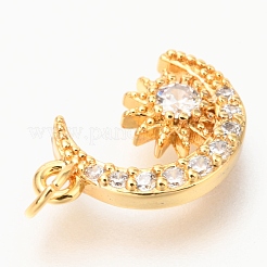 Brass Micro Pave Clear Cubic Zirconia Charms&nbsp;ZIRC-O036-27G