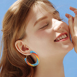 Handmade Glass Seed Beads Hoop Earrings&nbsp;HZ1102
