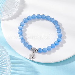 Cat Eye Beads Charm Stretch Bracelets&nbsp;BJEW-JB12464