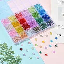 600Pcs 24 Styles Mixed Styles Transparent Glass Beads Strands&nbsp;GLAD-YW0005-75