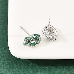 knot Brass Micro Pave Cubic Zirconia Stud Earrings&nbsp;EJEW-C174-01P