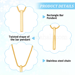 6Pcs 6 Style Stainless Steel Rectangle & Twist Pendant Necklaces Set with Zinc Alloy Chains&nbsp;NJEW-AN0001-84