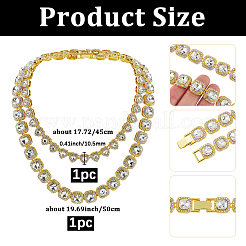 2Pcs 2 Styles Zinc Alloy Pave Square/Heart Clear Glass Tennis Necklaces for Womem&nbsp;NJEW-SP0001-08G