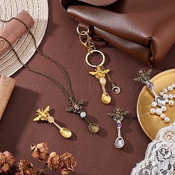 12Pcs 3 Colors Alloy Coffee Tea Spoon & Bee Pendants&nbsp;PALLOY-GA00013