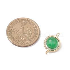 Brass Cat Eye Round Connector Charms&nbsp;PALLOY-JF04277