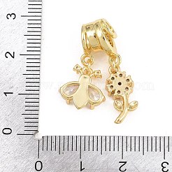 Spring Brass Pave Clear & Deep Pink Cubic Zirconia Pendants&nbsp;KK-H268-13B-G