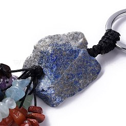Natural Lapis Lazuli Nugget with Mixed Gemstone Chips Tassel Keychains&nbsp;KEYC-P012-02P-05